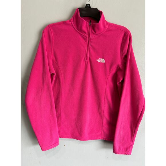 The North Face Tops - The North Face Pink Fleece Pullover Sweater 1/4 zip womens M outdoors go…